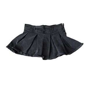 Black Denim Pleated Mini Skirt Grunge Whimsigoth Alt Emo Goth Fairy Festival M/L